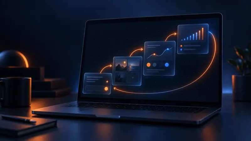 Four rungs of AI capability in social media tools, from assist through generate and generate on brand to orchestrate