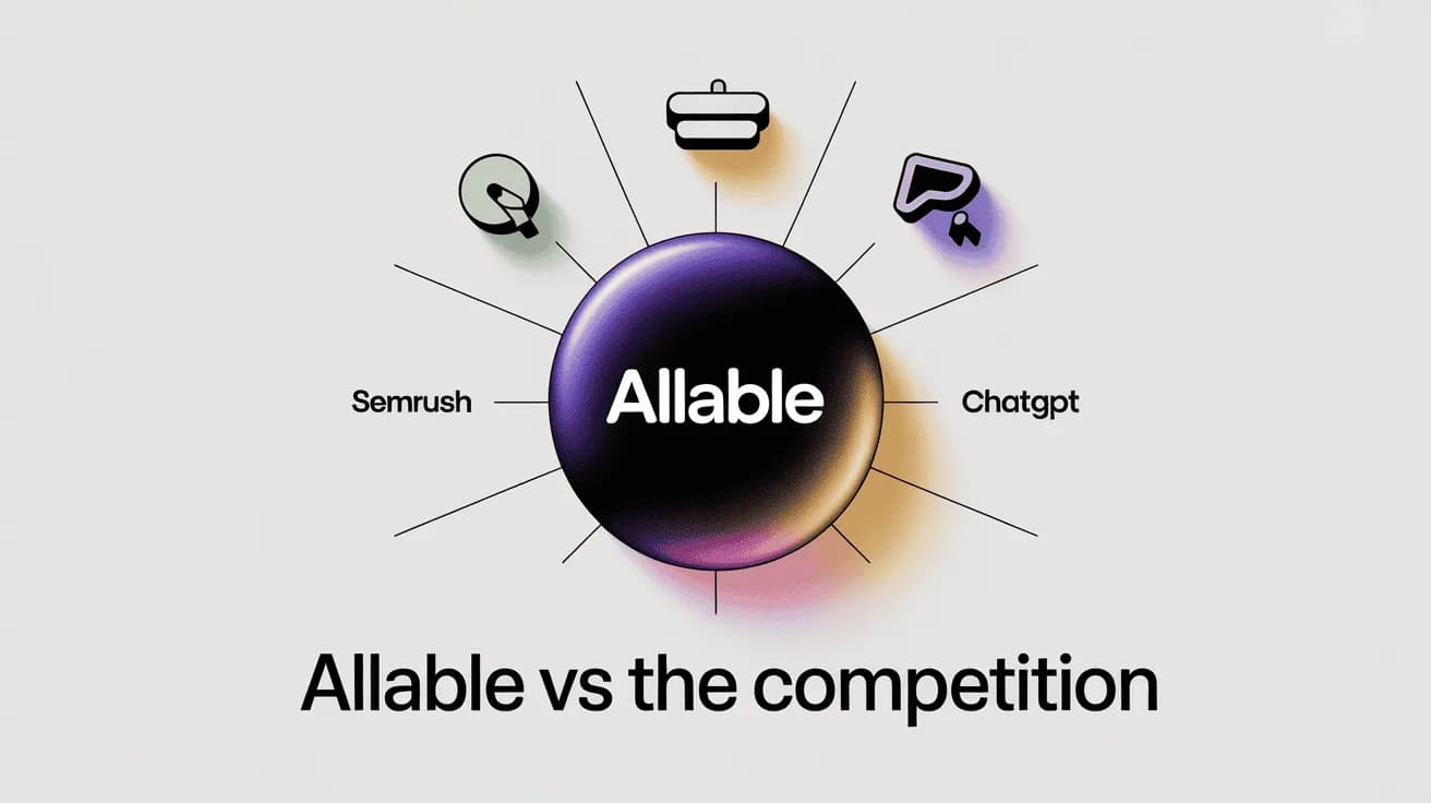 Allable vs all major AI marketing tools - Semrush, Ahrefs, Jasper, HubSpot, ChatGPT, Surfer SEO, Writesonic, Copy.ai