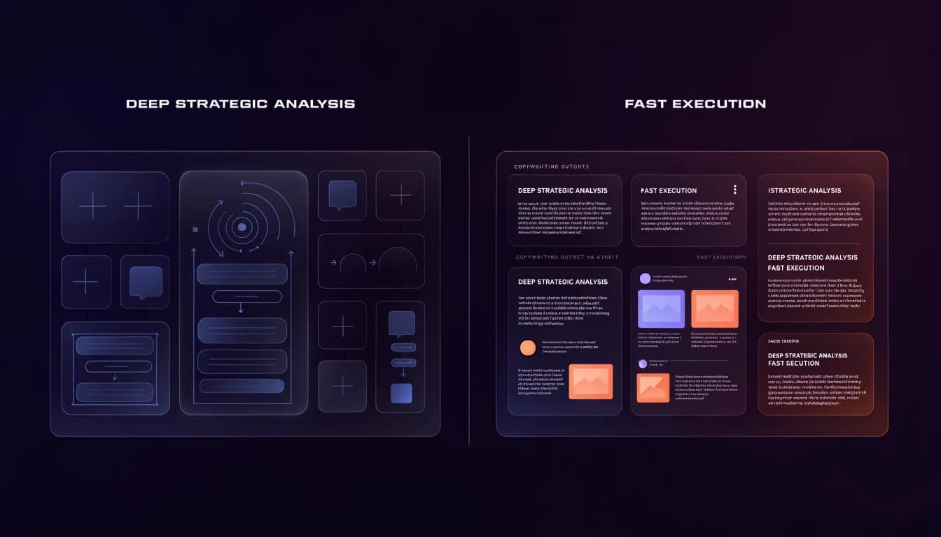 Claude Opus vs Sonnet comparison — marketing task performance split-screen
