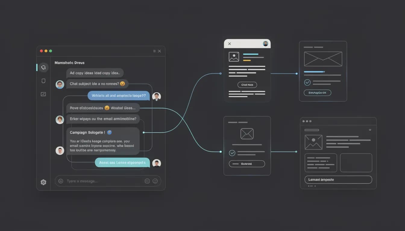 ChatGPT for Marketers 2026 — Marketing workspace with ChatGPT interface and campaign assets on dark background