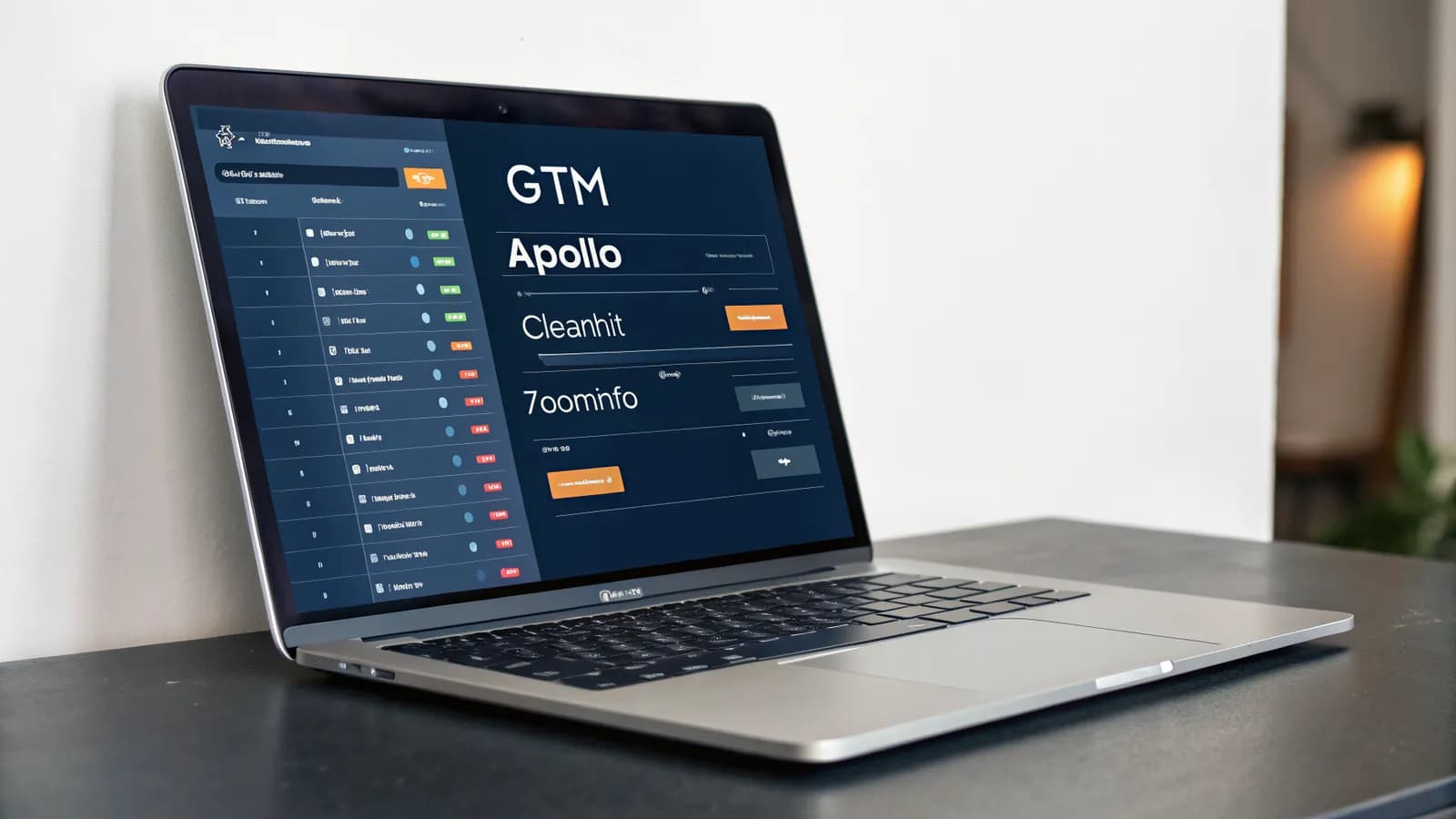 Clay review hero 2026 — dark GTM enrichment pipeline dashboard with enrichment table rows flowing through provider lookup cards