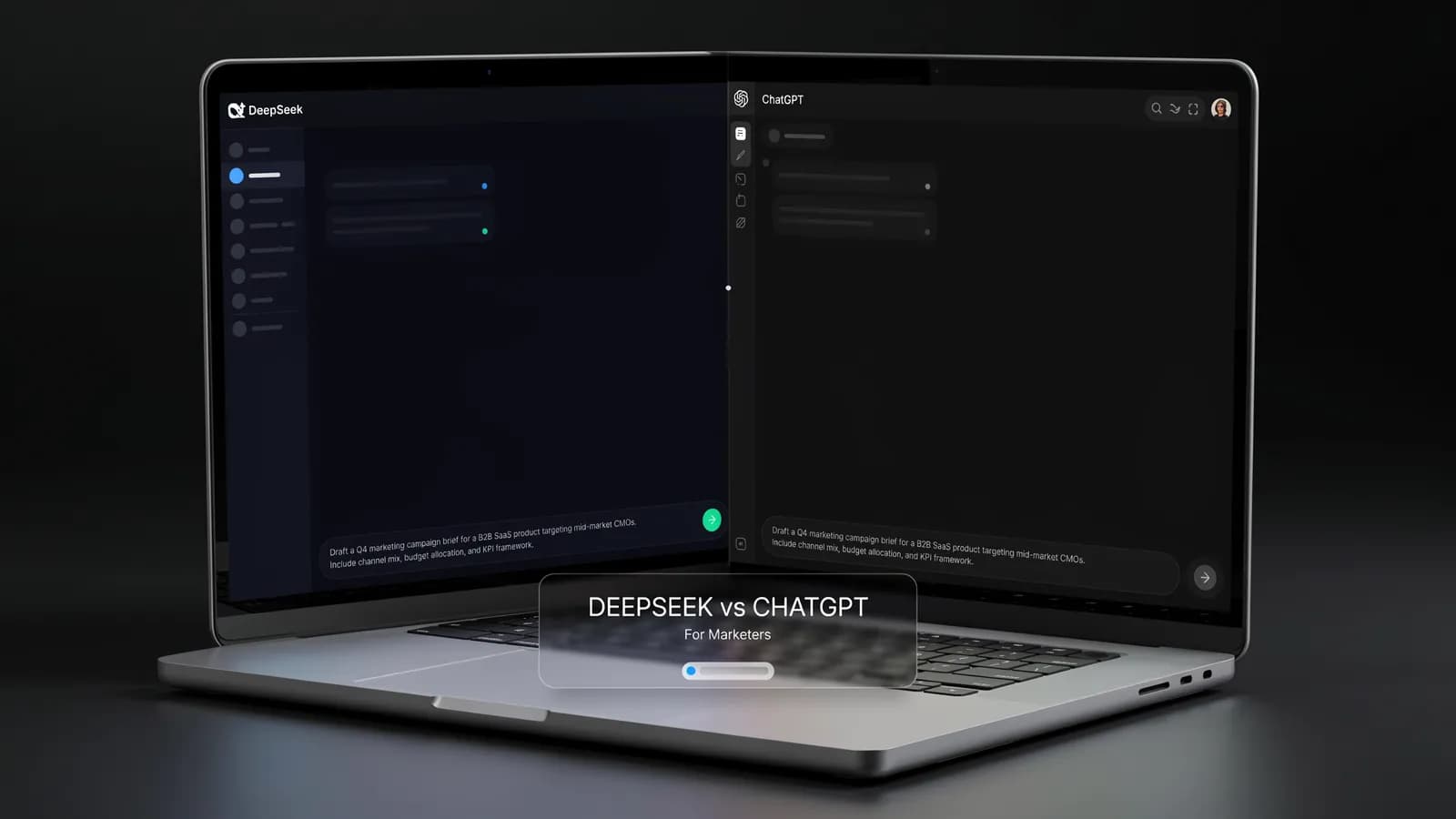 DeepSeek vs ChatGPT marketing task comparison 2026 — side-by-side AI interface comparison