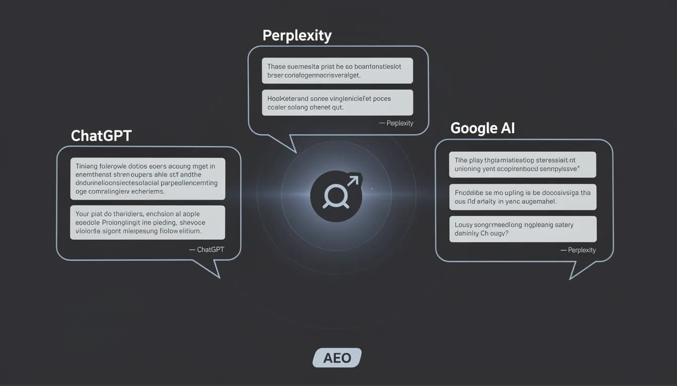 What is AEO Answer Engine Optimization 2026 — brand appearing in ChatGPT, Perplexity, and Google AI Overview response bubbles